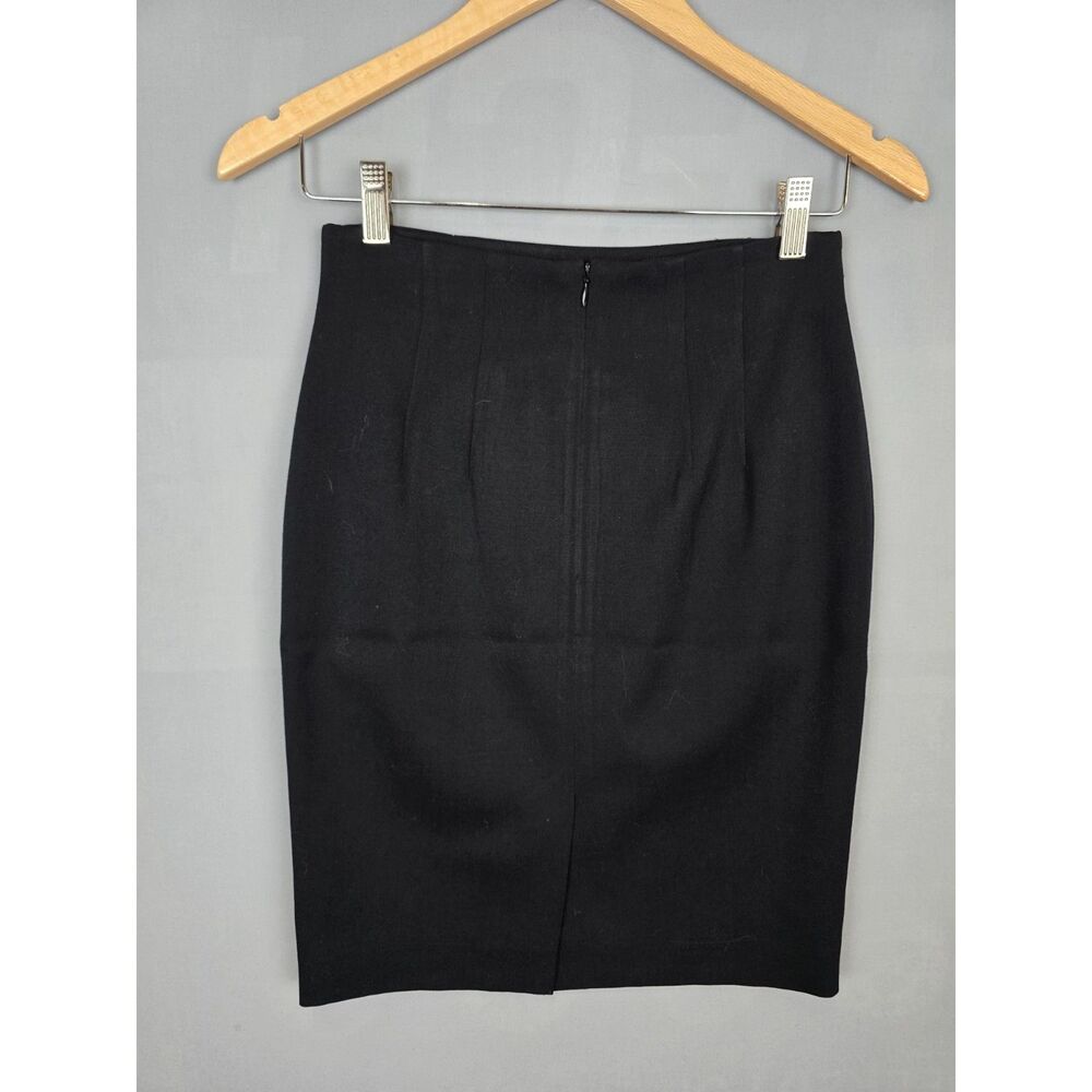 Vintage Premier Collection 4 Petite Black Wool Pencil Straight Skirt Curvy Fit